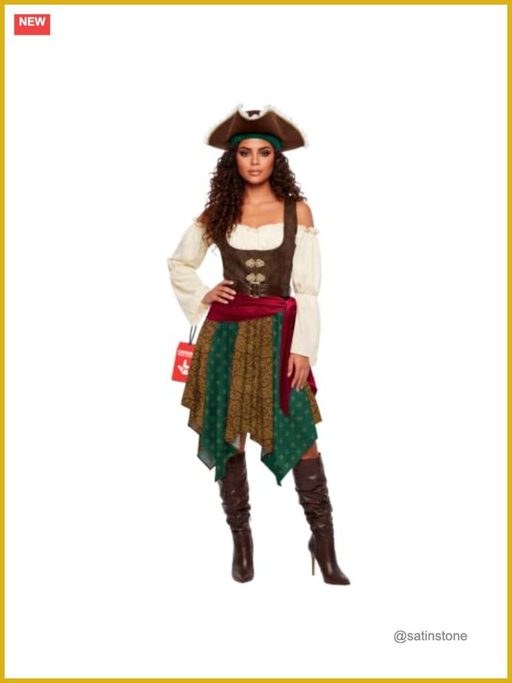 Morph Women Pirate Costume Boho Dress Hat Bandana Halloween